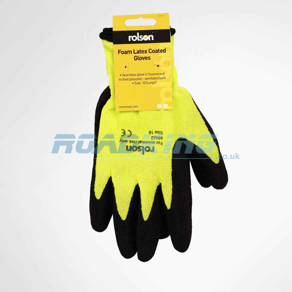 Foam Latex Coated Gloves with Knitted Lining | Large 13 | Fluorescent