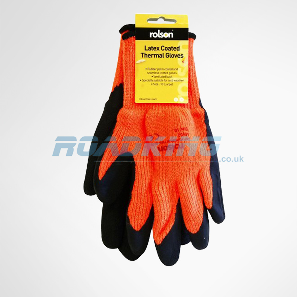 Latex Coated Thermal Gloves with Insulated Lining | Large  7 | Orange