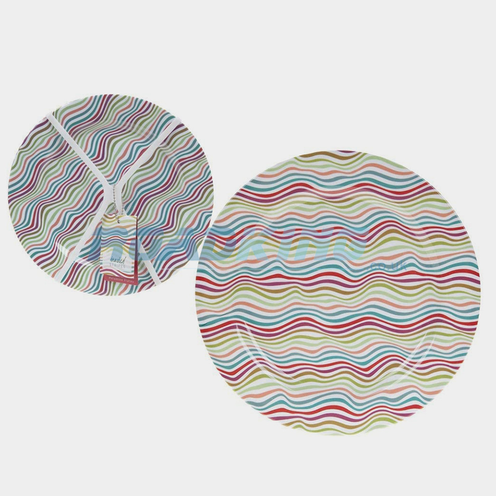 Melamine 25cm Plate | White / Multicolour | 4 Pcs