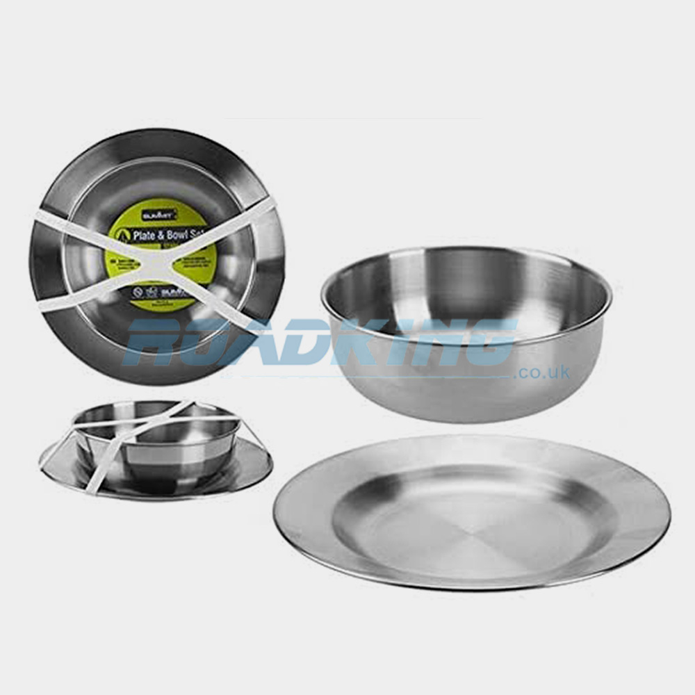 Stainless Steel Plate & Bowl 2 Piece Set