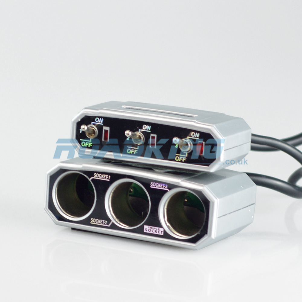 3-Way Cigarette Lighter Socket with Switches | 12v & 24v