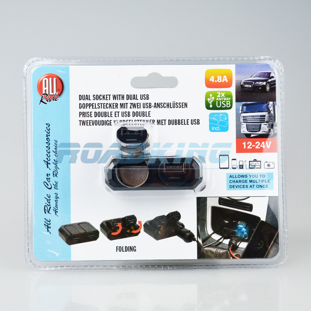 2 Port USB Adaptor & Dual Cigarette Lighter Socket | 12v / 24v