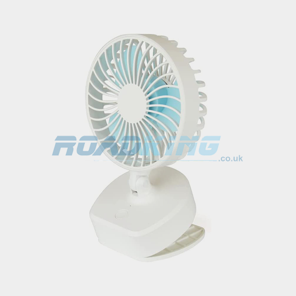 StayCool Mini 4'' USB Rechargeable Clip or Desk Fan | White