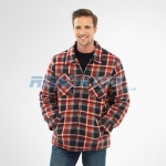 6 Mens Check Padded Fleece Shirts  | Red
