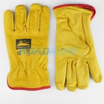 Leather Driving Gloves | Red Trim Felt Lined | Size 10